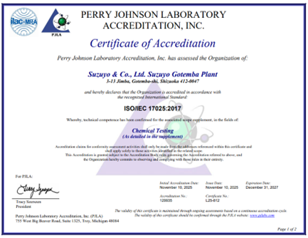 Chứng chỉ ISO/IEC17025